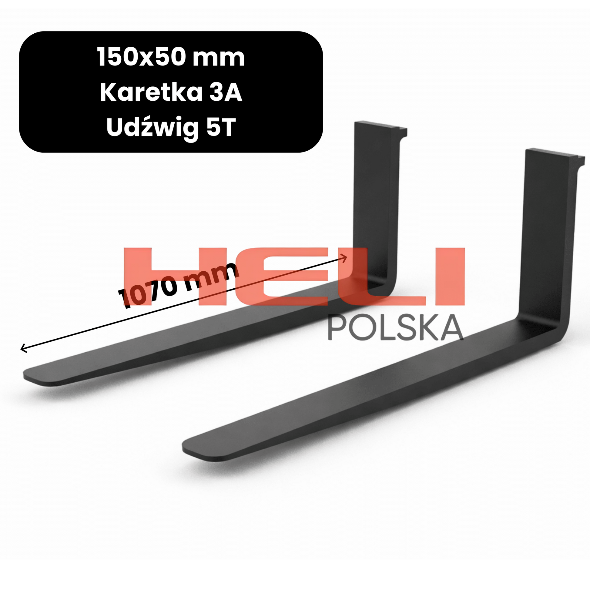 Kompletne widły długość 1070mm klasa karetki 3A udźwig 5T 150x50 mm - HELI POLSKA
