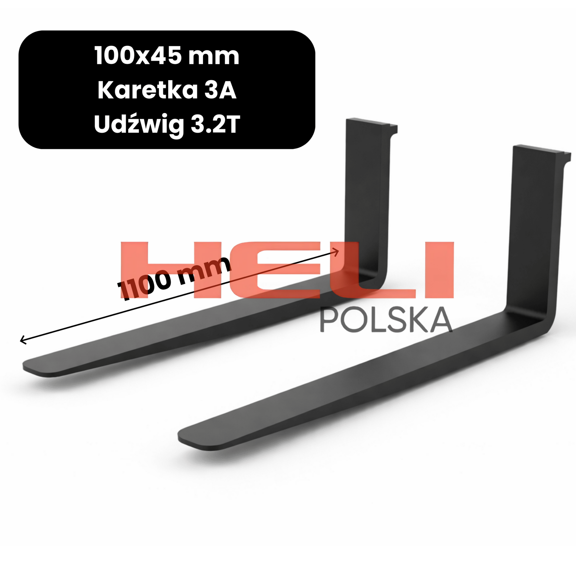 Kompletne widły długość 1100mm klasa karetki 3A udźwig 3.2T 100x40 mm - HELI POLSKA