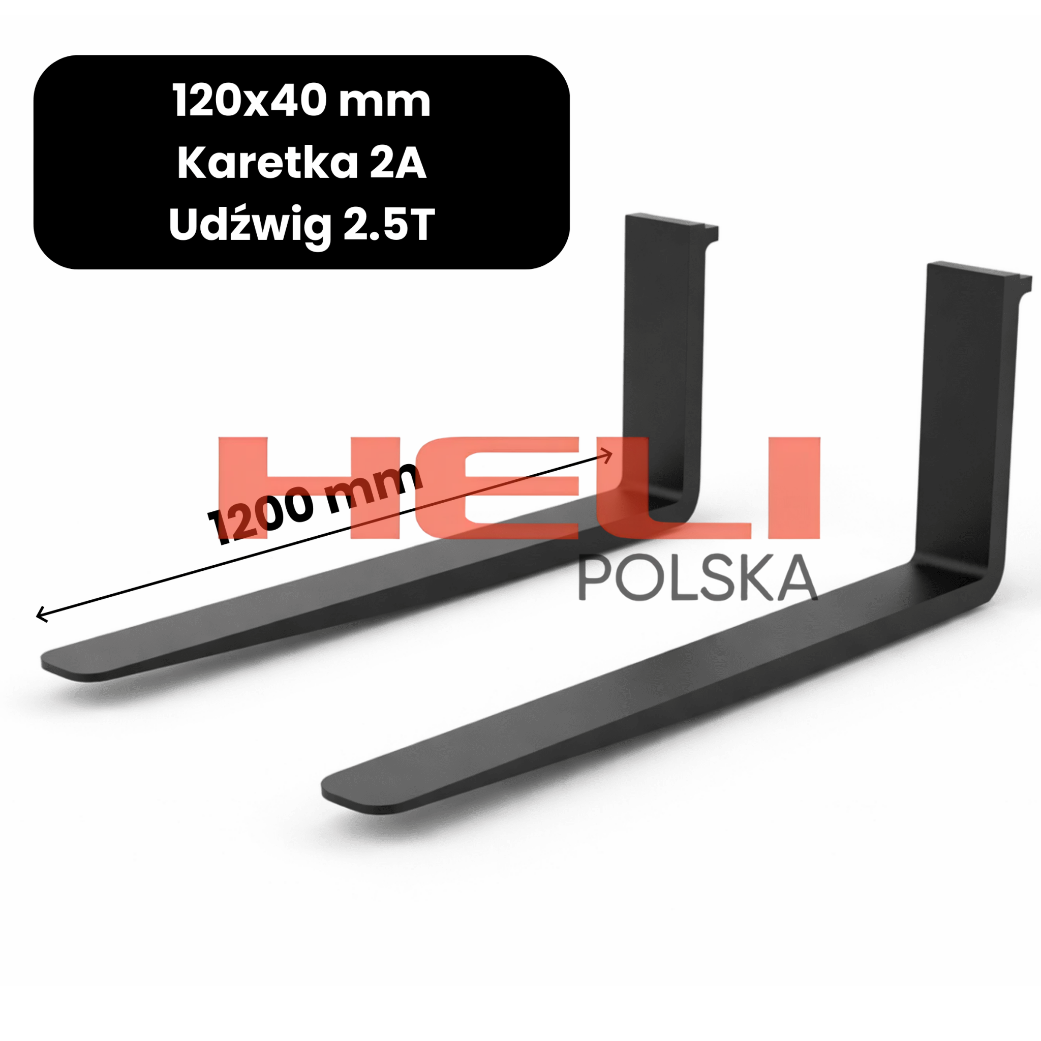 Kompletne widły długość 1200mm klasa karetki 2A udźwig 2.5T 120x40 mm - HELI POLSKA