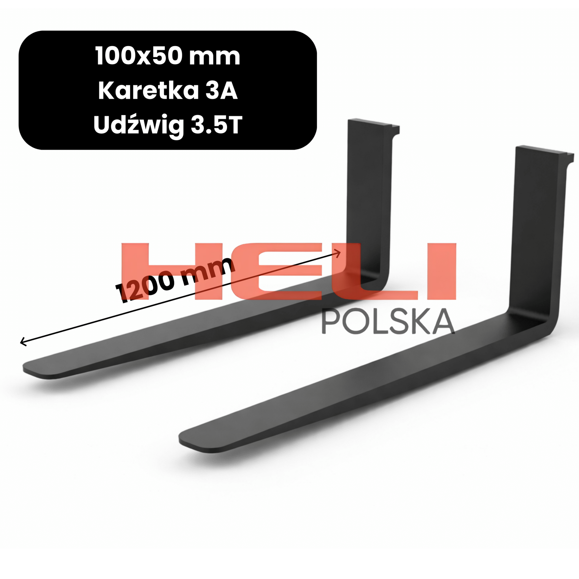 Kompletne widły długość 1200mm klasa karetki 3A udźwig 3.5T 100x50 mm - HELI POLSKA