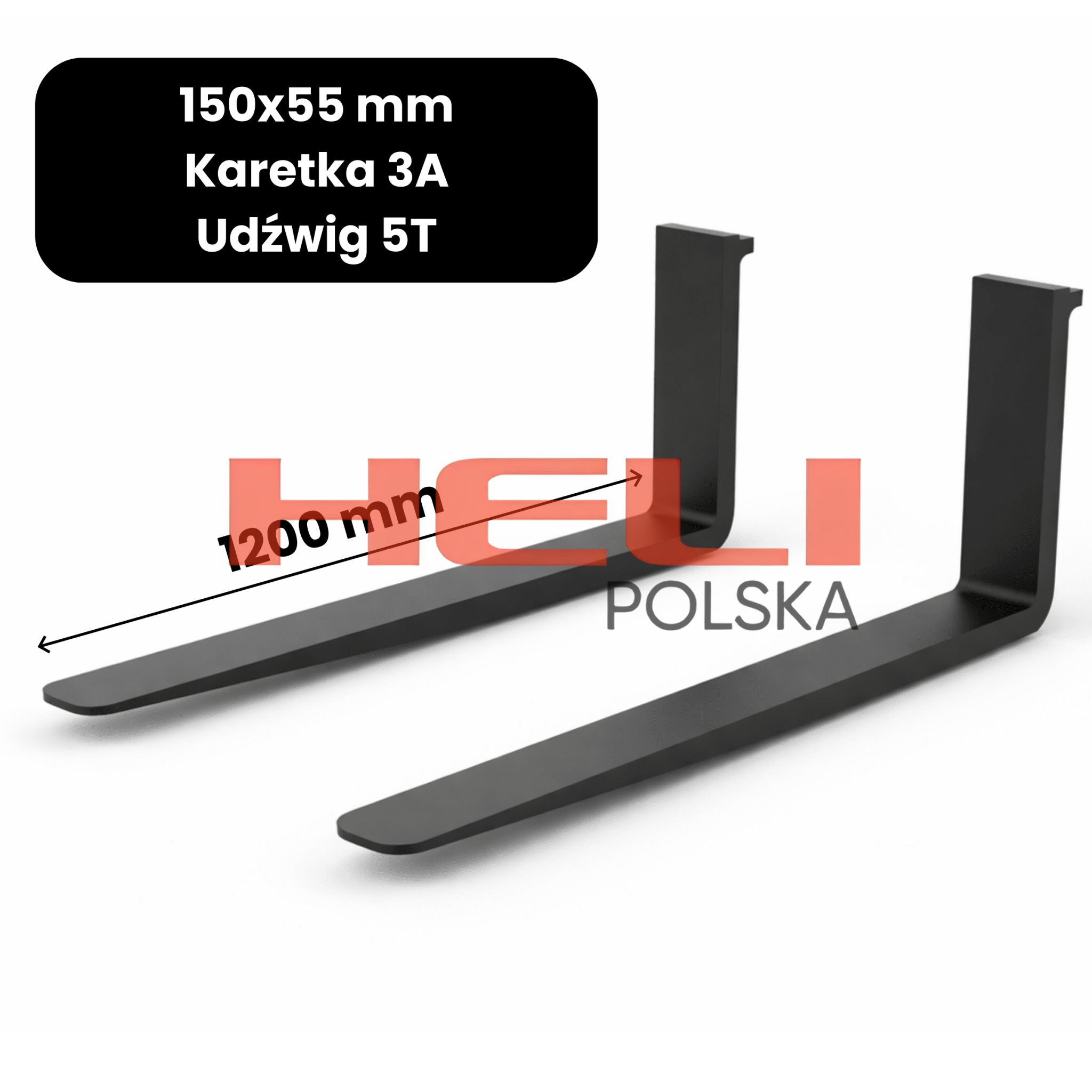 Kompletne widły długość 1200mm klasa karetki 3A udźwig 5T 150x55 mm - HELI POLSKA